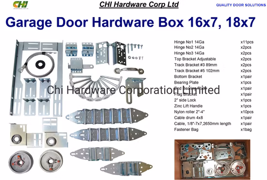 8X7, 9X7, 16X7, 16X8 Sektionalgaragentor-Beschlagsatz, Industrietor-Beschlagteil